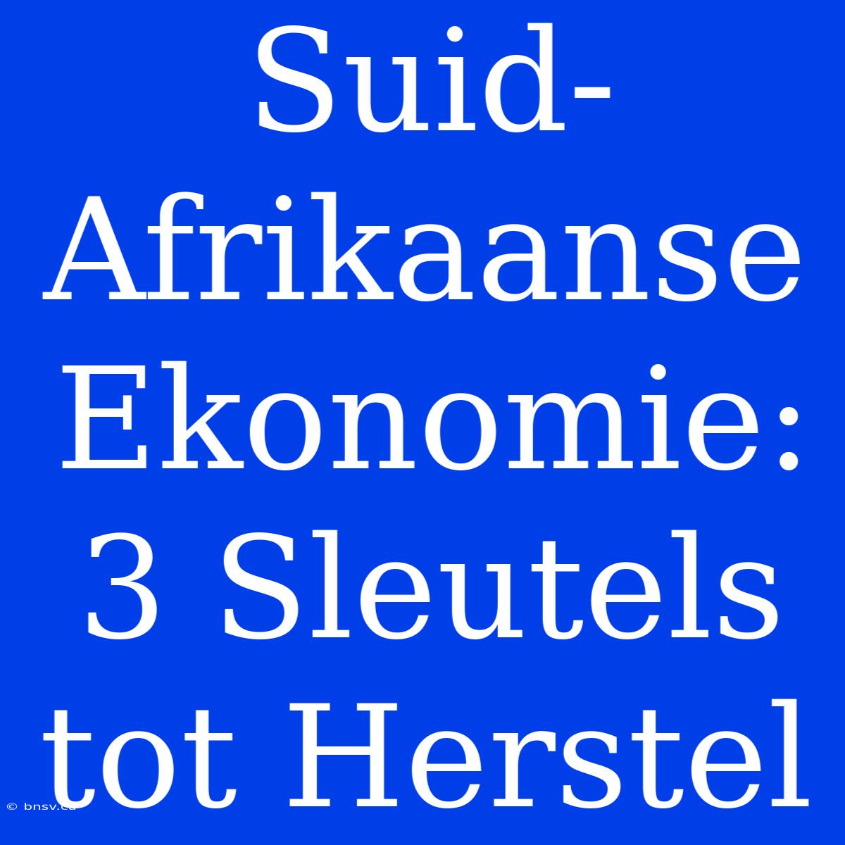 Suid-Afrikaanse Ekonomie: 3 Sleutels Tot Herstel