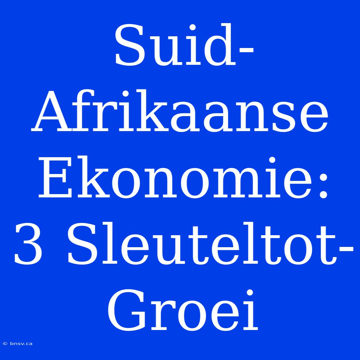 Suid-Afrikaanse Ekonomie: 3 Sleuteltot-Groei