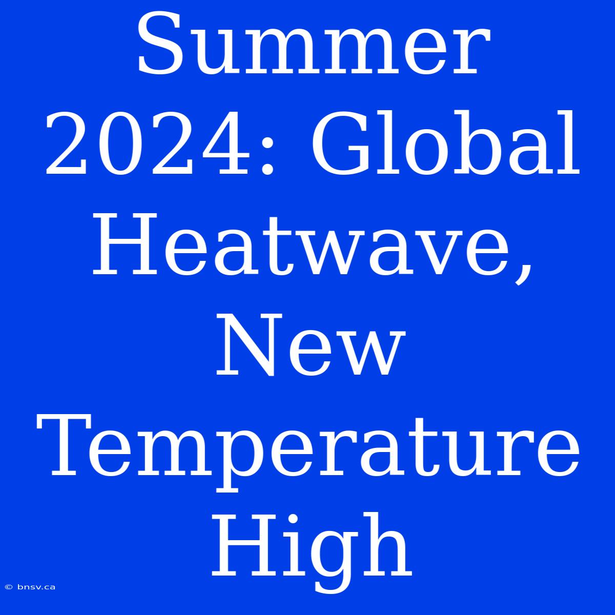 Summer 2024: Global Heatwave, New Temperature High