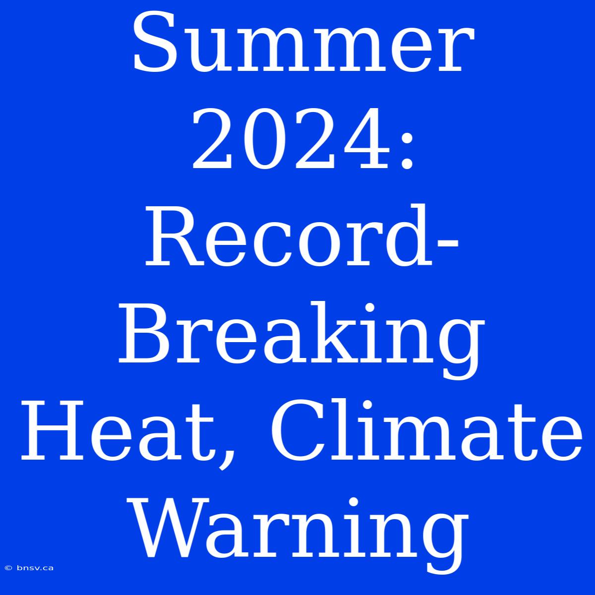 Summer 2024: Record-Breaking Heat, Climate Warning