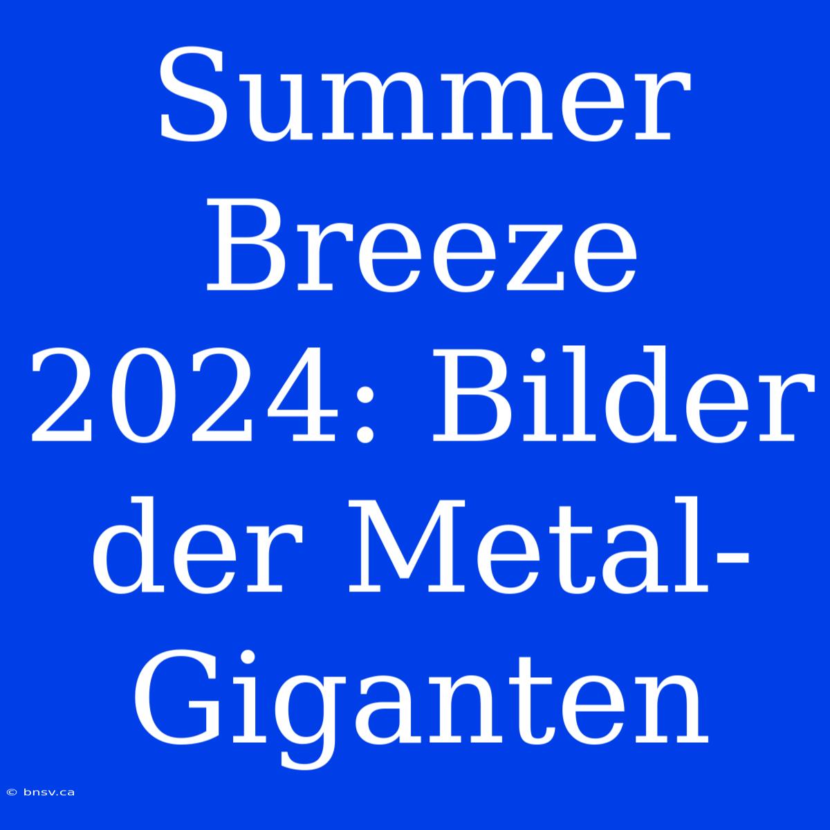 Summer Breeze 2024: Bilder Der Metal-Giganten