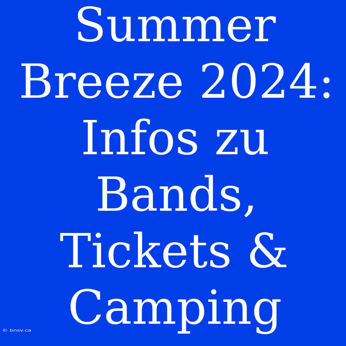 Summer Breeze 2024: Infos Zu Bands, Tickets & Camping