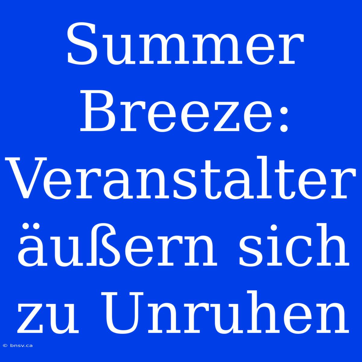 Summer Breeze: Veranstalter Äußern Sich Zu Unruhen