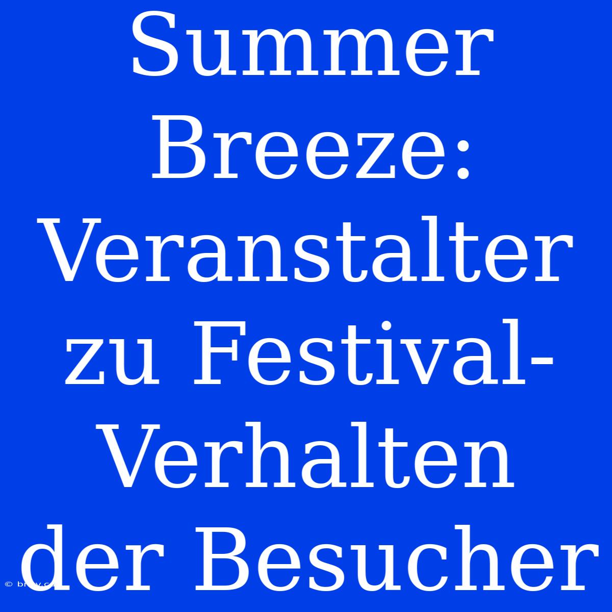 Summer Breeze: Veranstalter Zu Festival-Verhalten Der Besucher