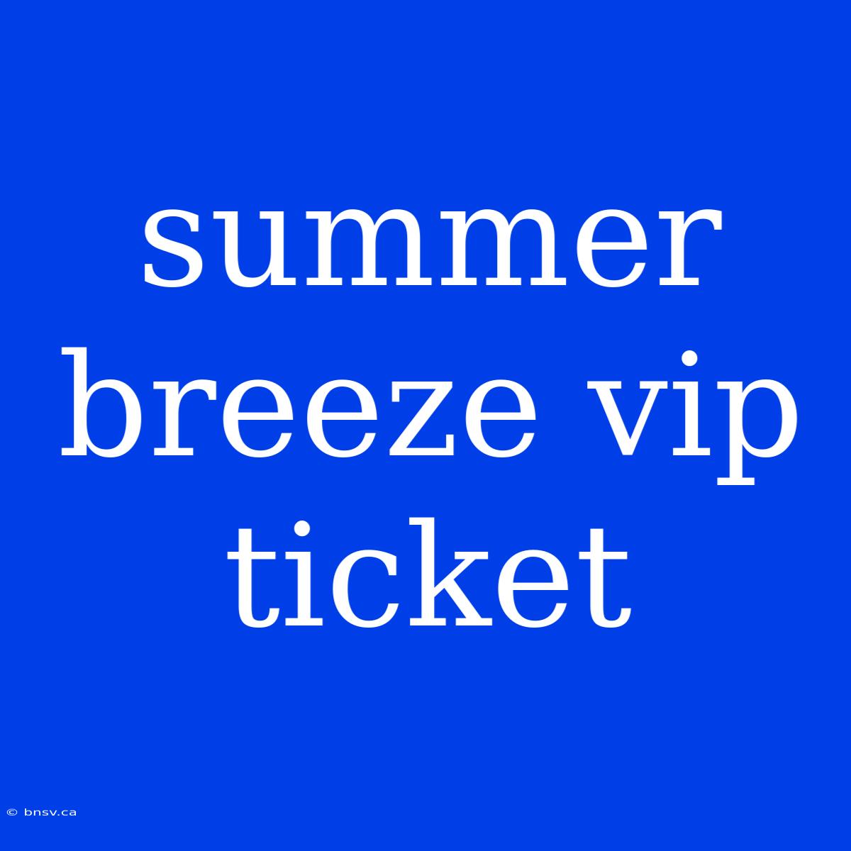 Summer Breeze Vip Ticket