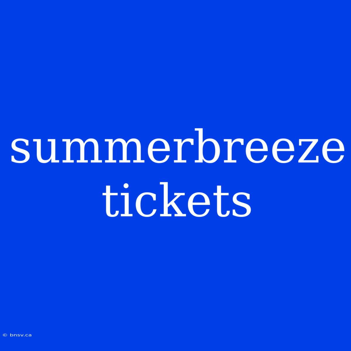 Summerbreeze Tickets