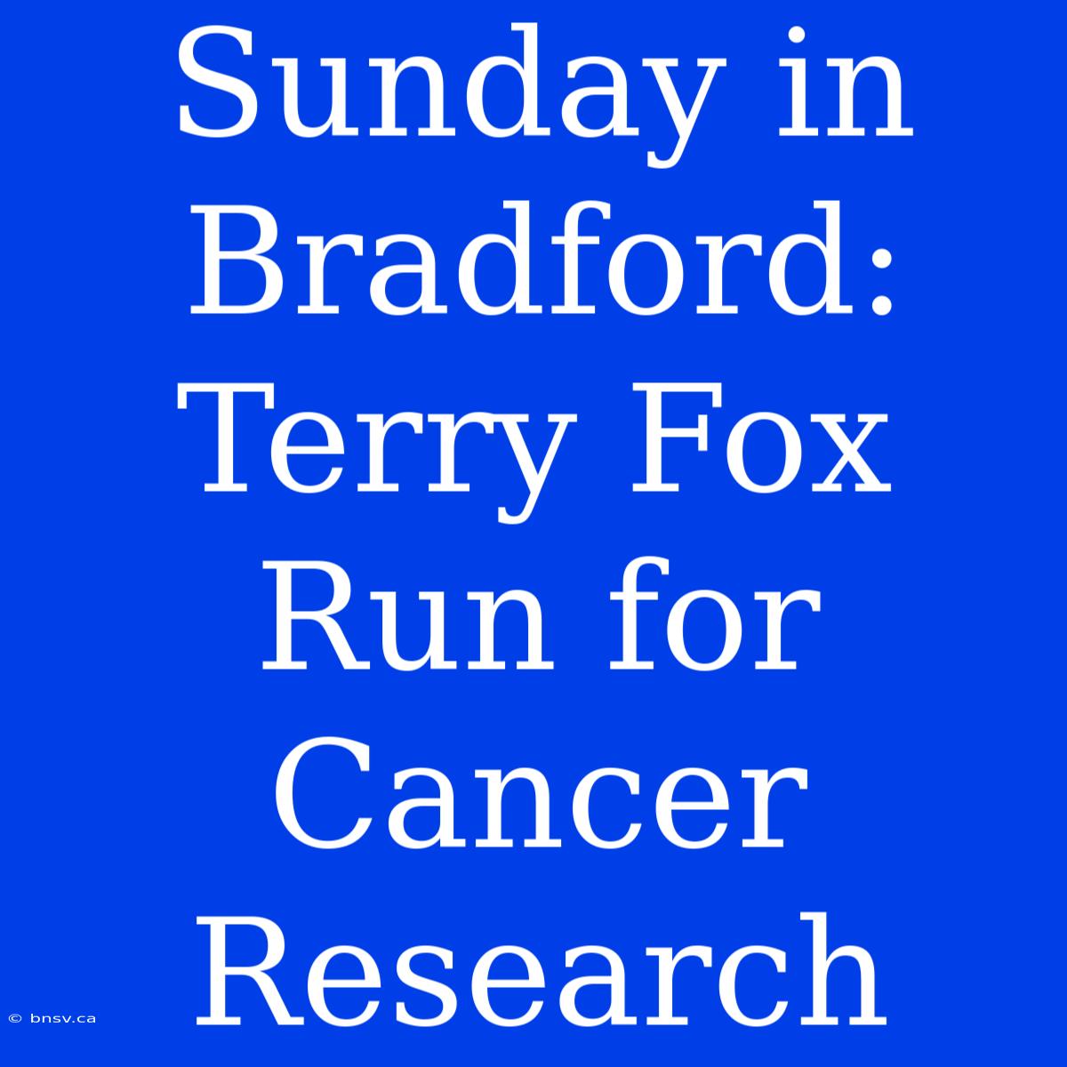 Sunday In Bradford: Terry Fox Run For Cancer Research