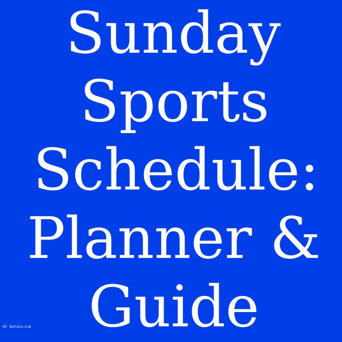 Sunday Sports Schedule: Planner & Guide