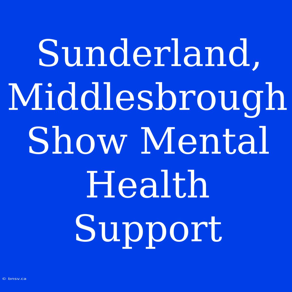 Sunderland, Middlesbrough Show Mental Health Support