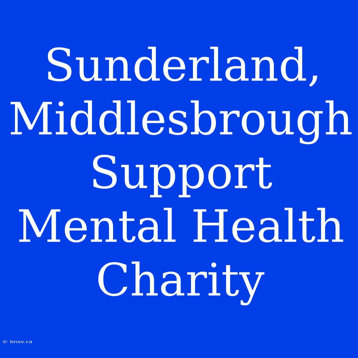 Sunderland, Middlesbrough Support Mental Health Charity