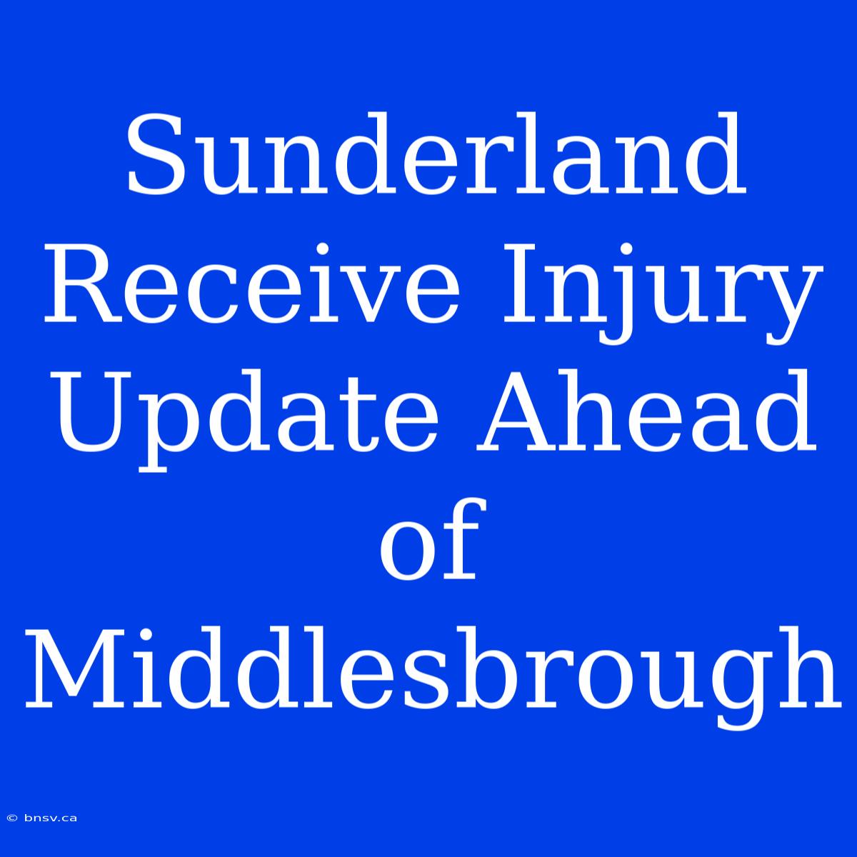 Sunderland Receive Injury Update Ahead Of Middlesbrough