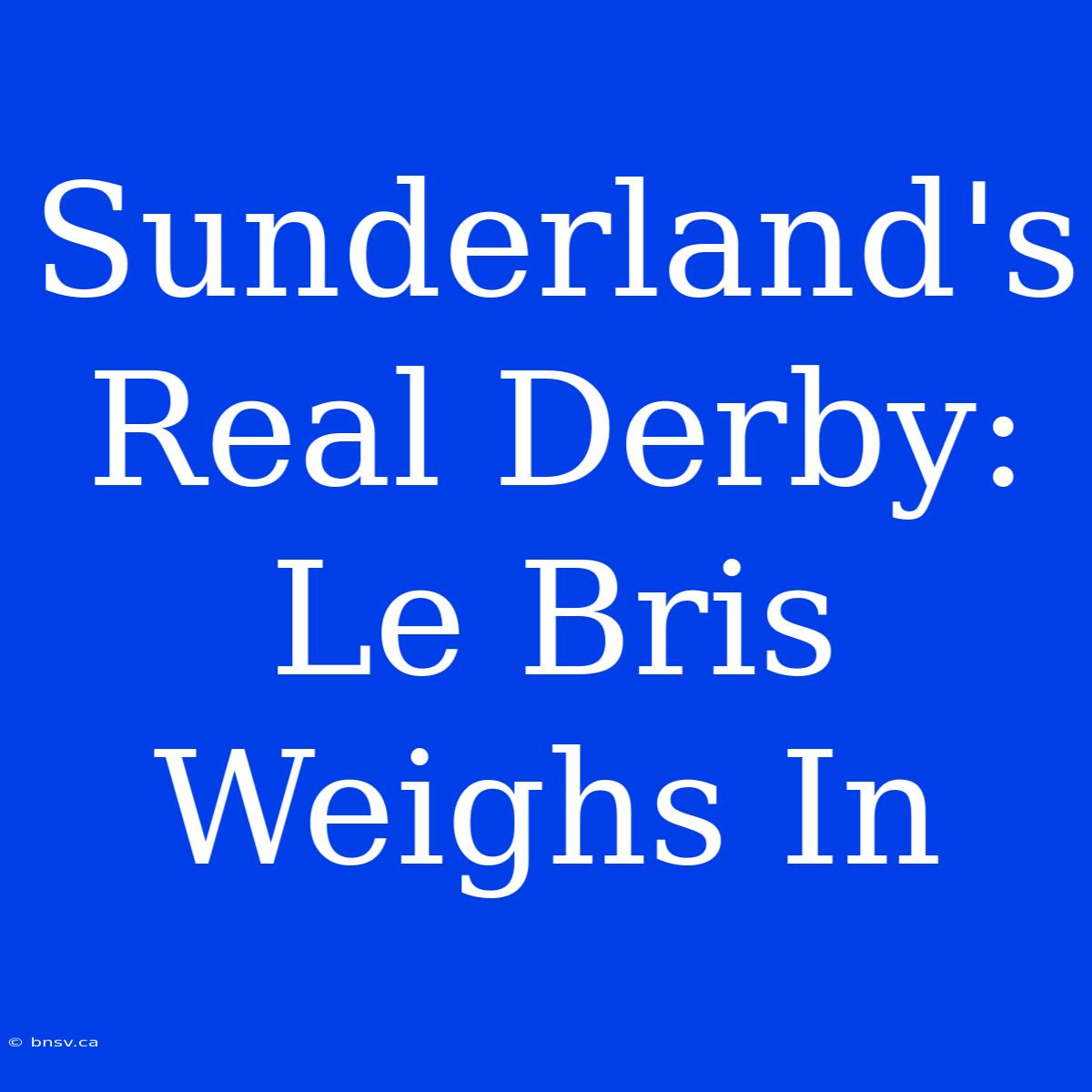 Sunderland's Real Derby: Le Bris Weighs In