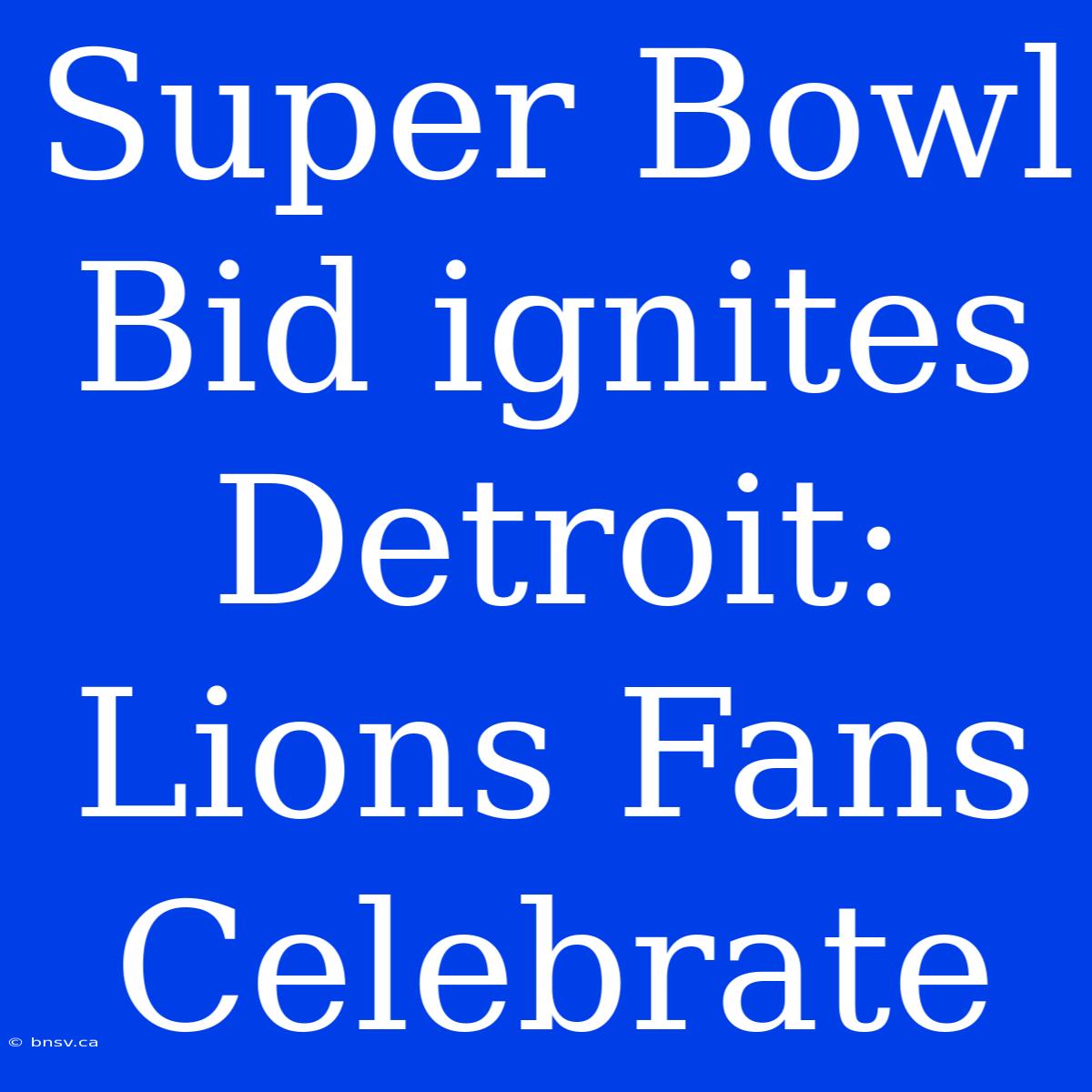 Super Bowl Bid Ignites Detroit: Lions Fans Celebrate