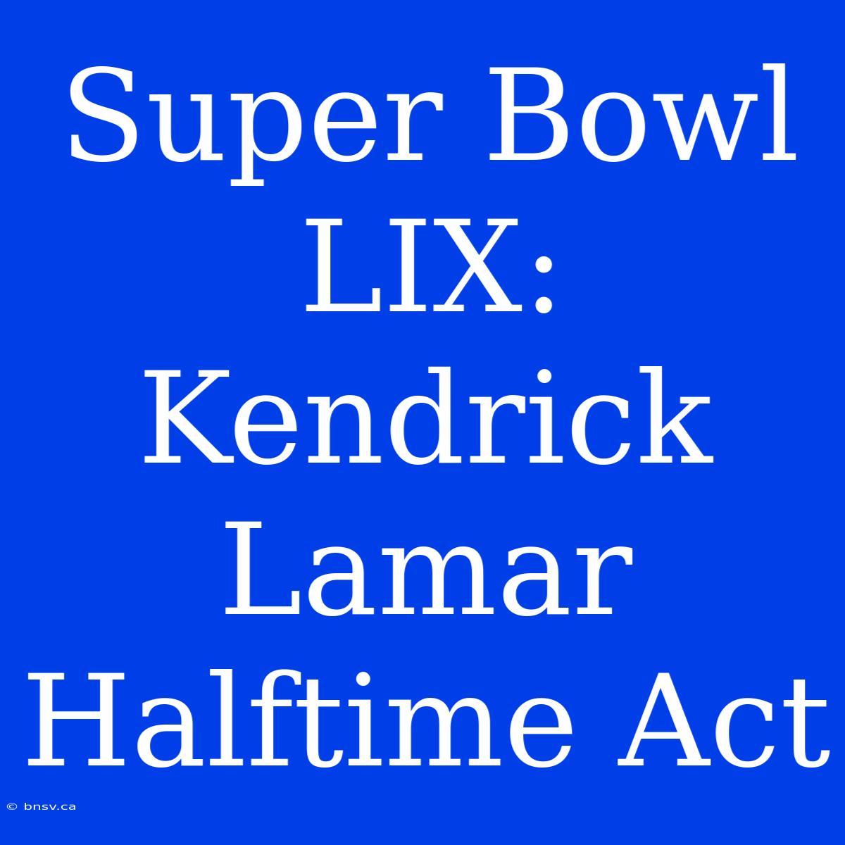 Super Bowl LIX: Kendrick Lamar Halftime Act