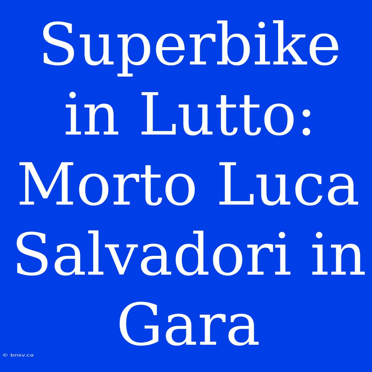 Superbike In Lutto: Morto Luca Salvadori In Gara