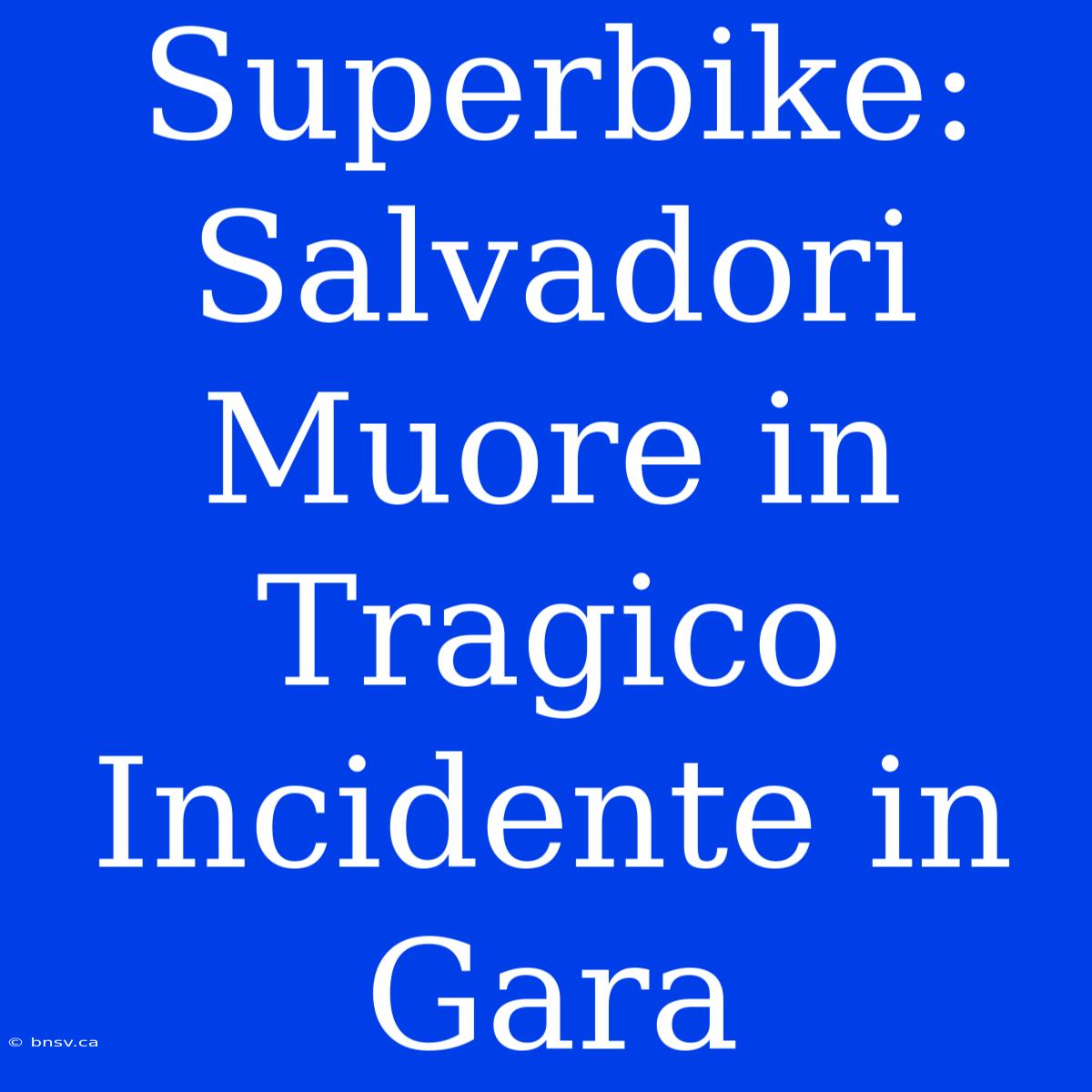 Superbike: Salvadori Muore In Tragico Incidente In Gara