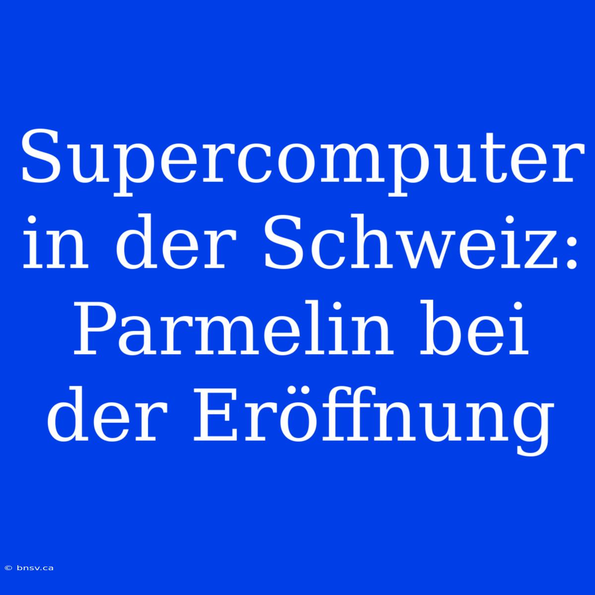 Supercomputer In Der Schweiz: Parmelin Bei Der Eröffnung