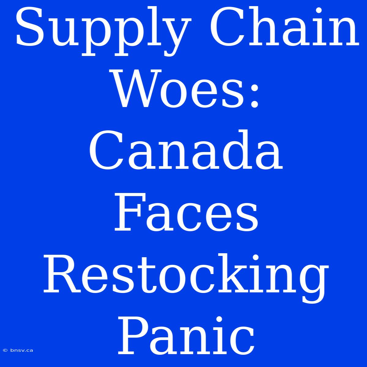 Supply Chain Woes: Canada Faces Restocking Panic