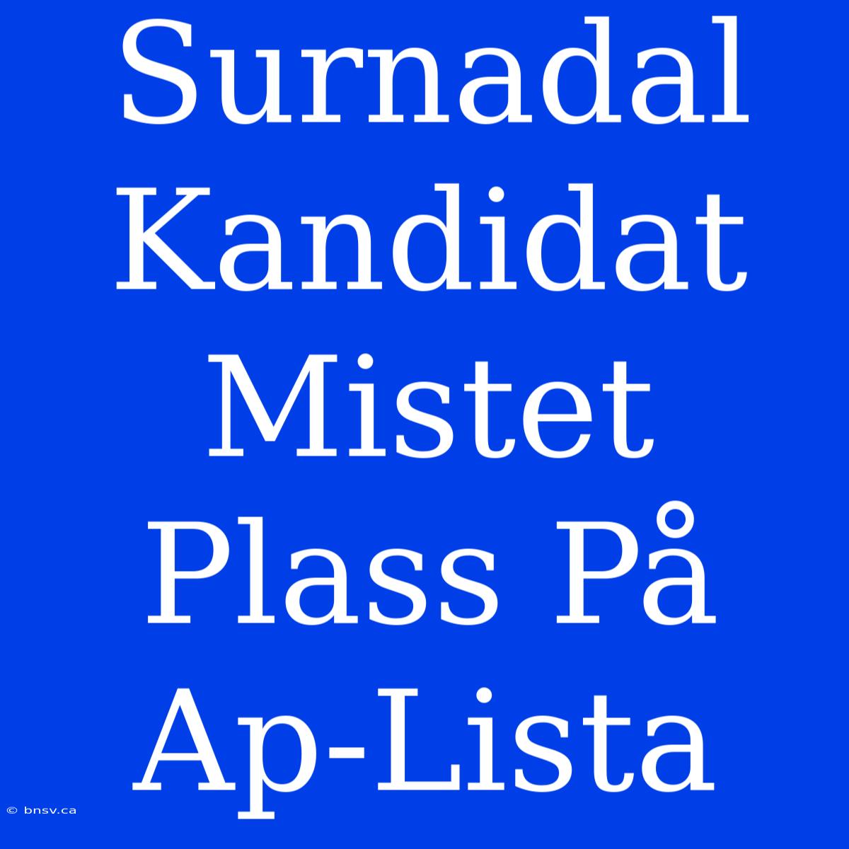 Surnadal Kandidat Mistet Plass På Ap-Lista