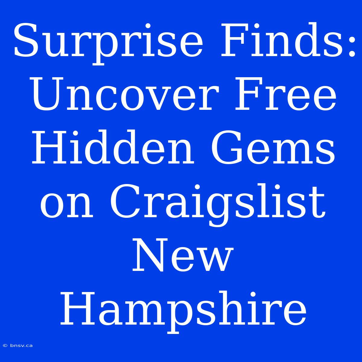 Surprise Finds: Uncover Free Hidden Gems On Craigslist New Hampshire