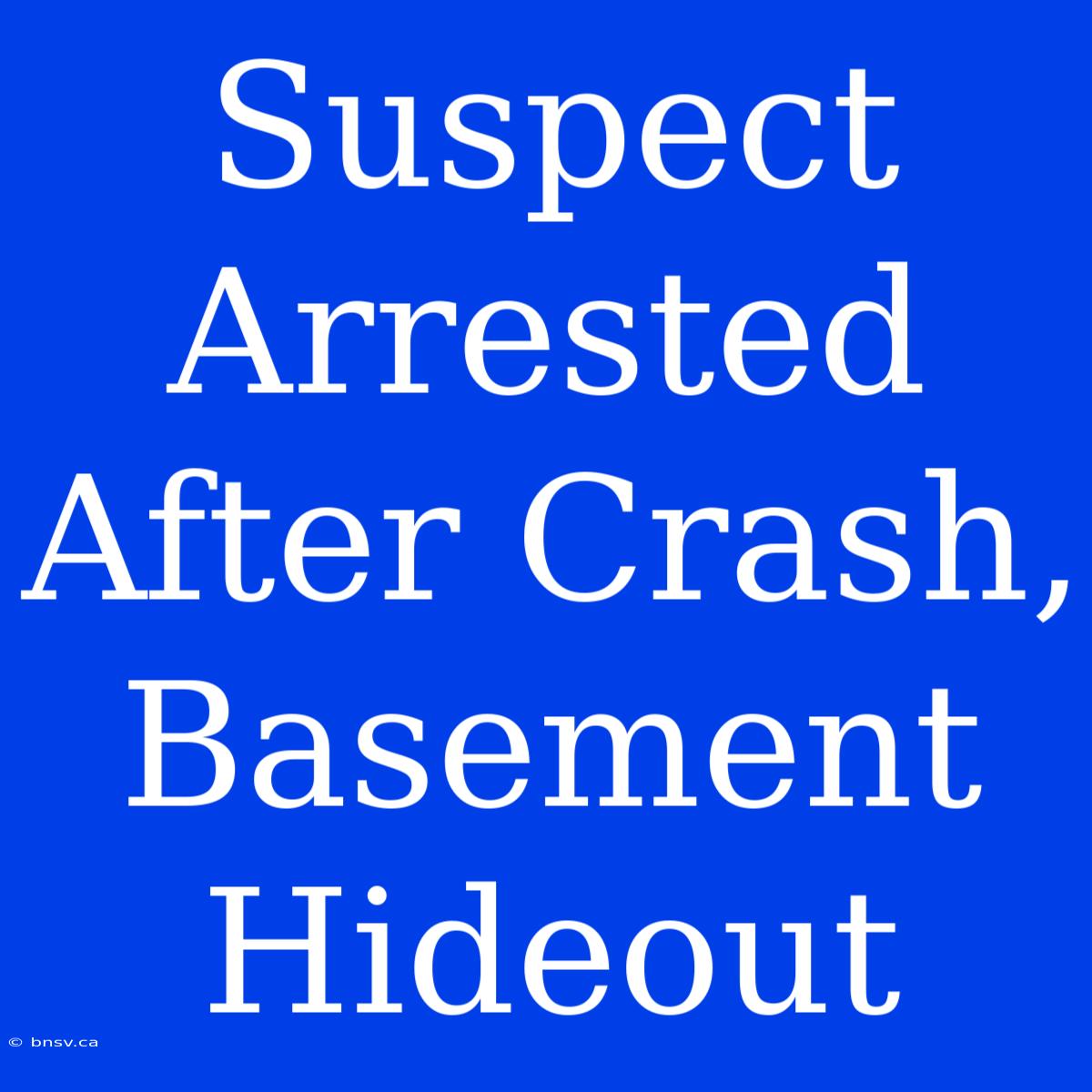 Suspect Arrested After Crash, Basement Hideout