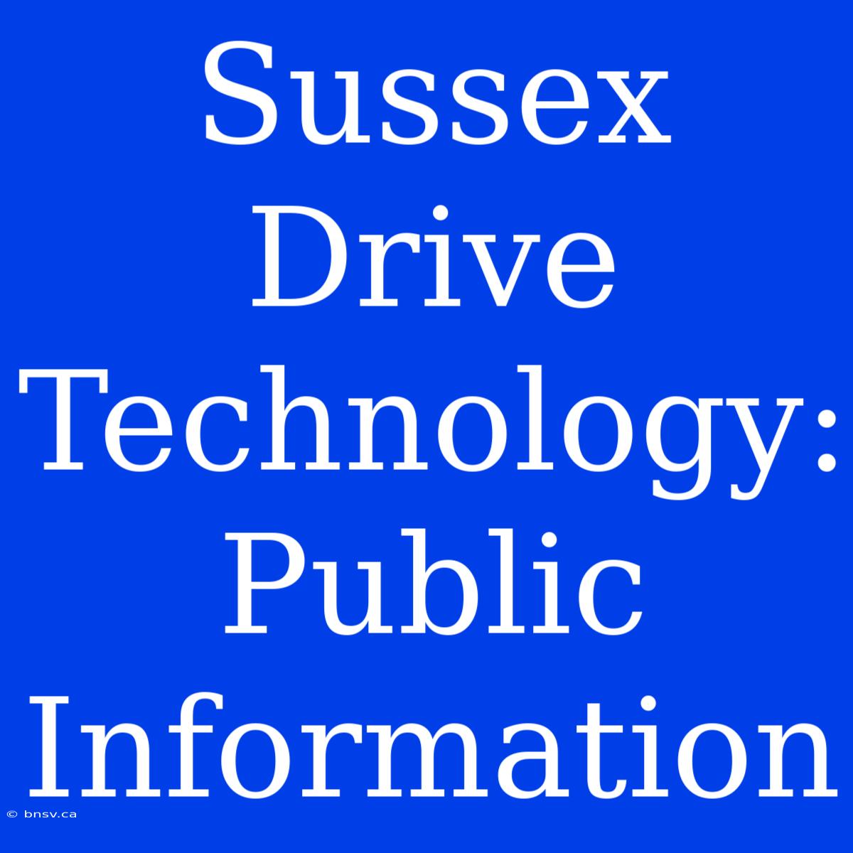 Sussex Drive Technology: Public Information