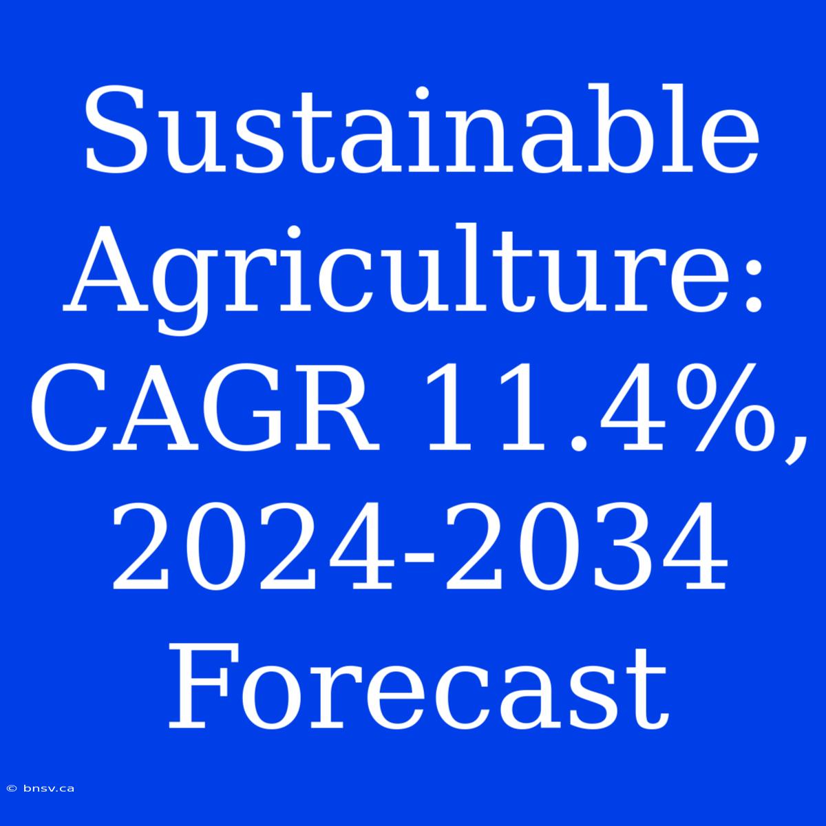 Sustainable Agriculture: CAGR 11.4%, 2024-2034 Forecast