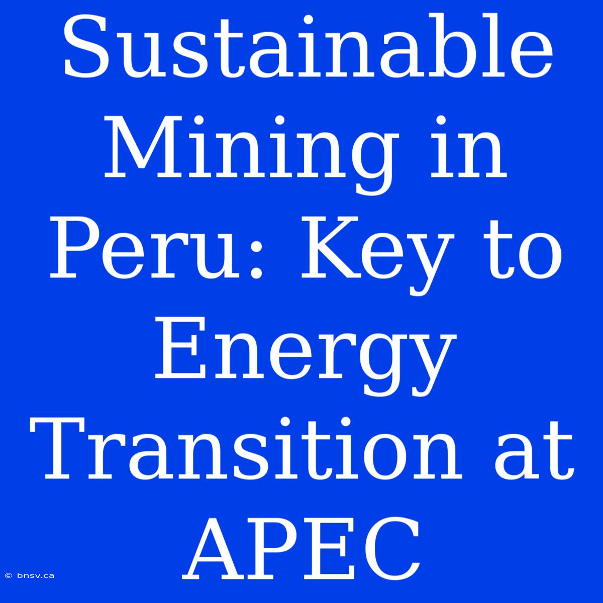 Sustainable Mining In Peru: Key To Energy Transition At APEC