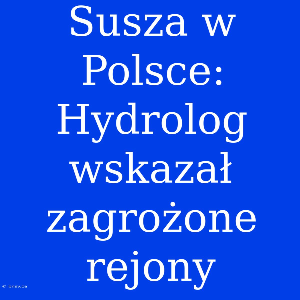 Susza W Polsce: Hydrolog Wskazał Zagrożone Rejony