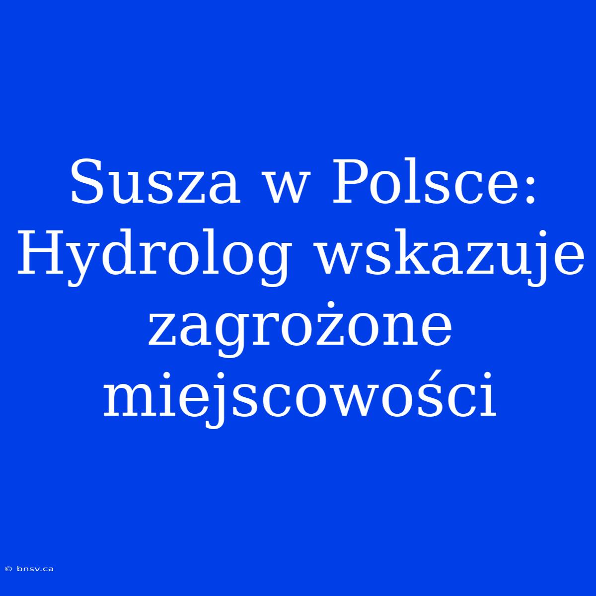 Susza W Polsce: Hydrolog Wskazuje Zagrożone Miejscowości