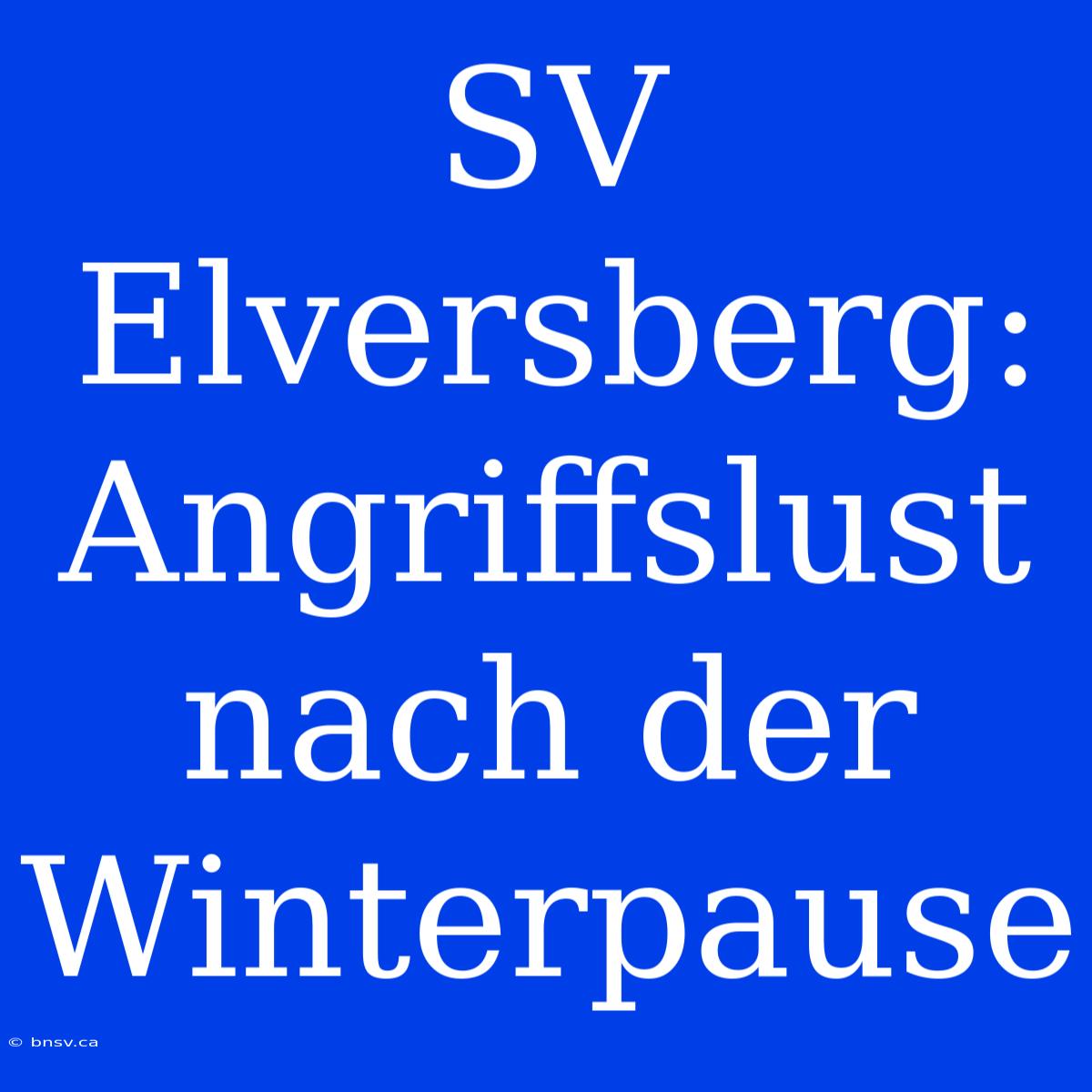 SV Elversberg: Angriffslust Nach Der Winterpause