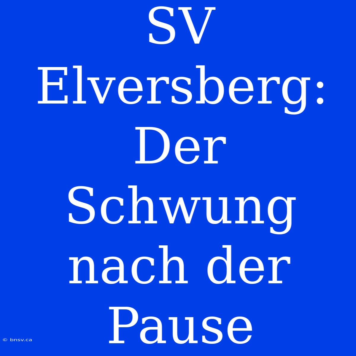 SV Elversberg: Der Schwung Nach Der Pause