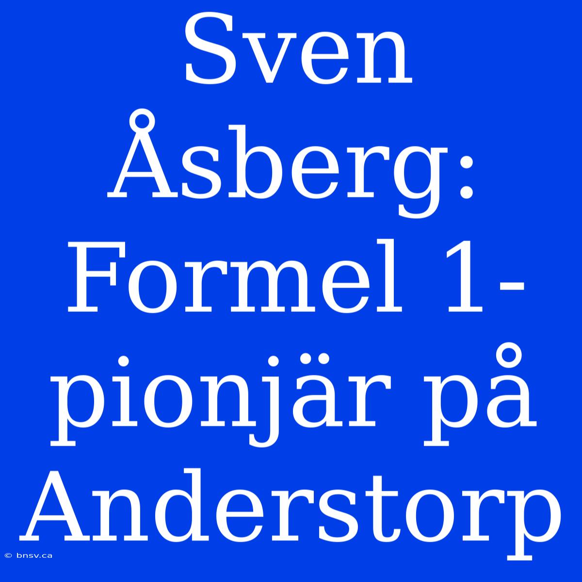 Sven Åsberg: Formel 1-pionjär På Anderstorp