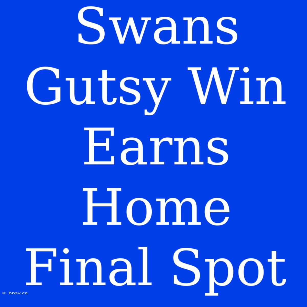 Swans Gutsy Win Earns Home Final Spot