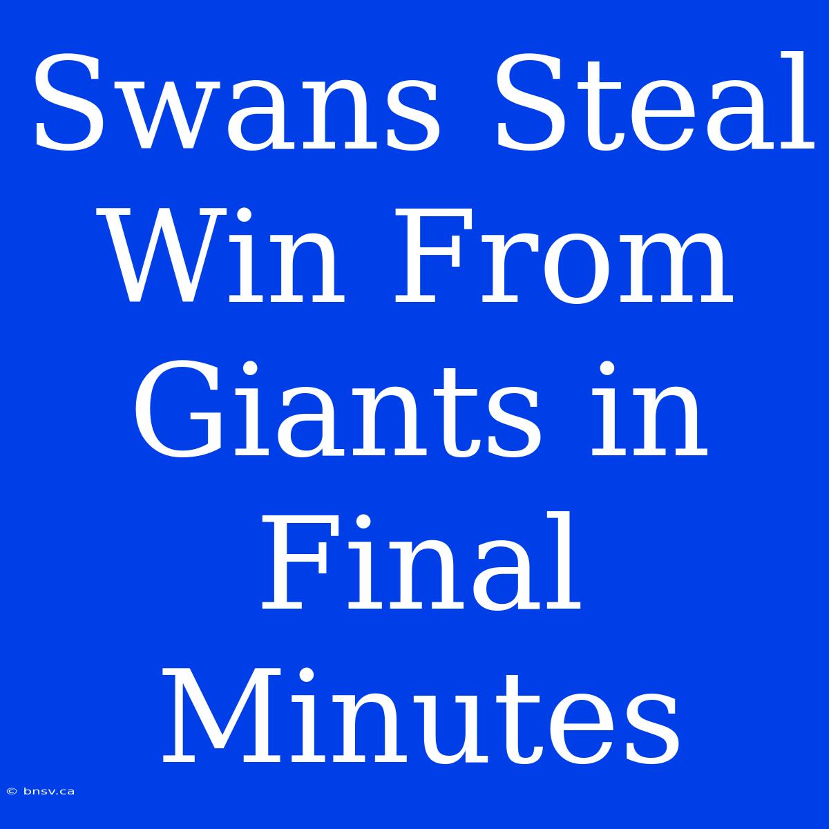 Swans Steal Win From Giants In Final Minutes