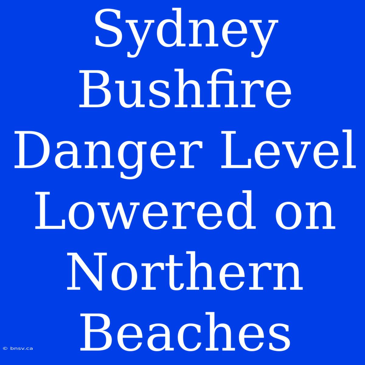 Sydney Bushfire Danger Level Lowered On Northern Beaches