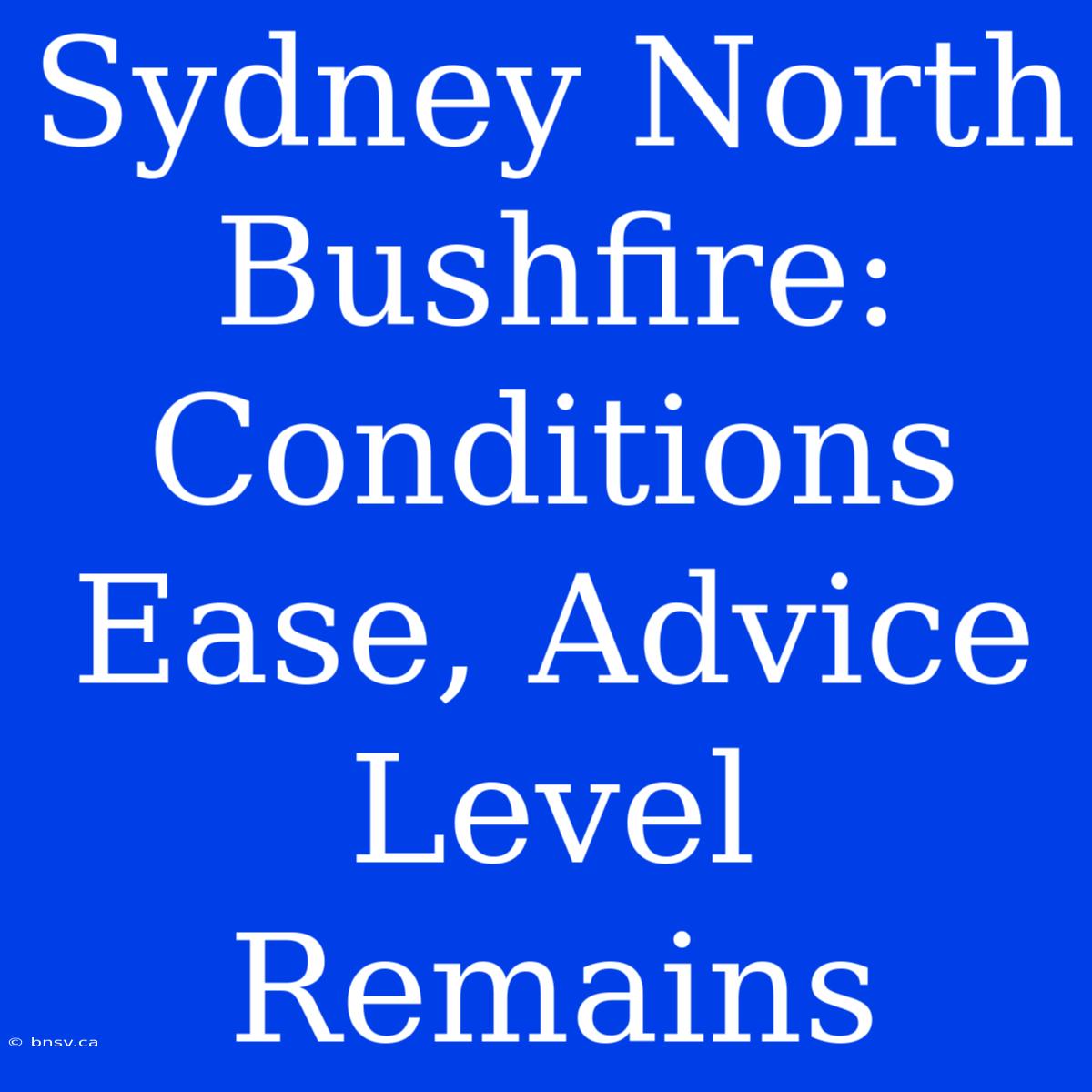 Sydney North Bushfire: Conditions Ease, Advice Level Remains