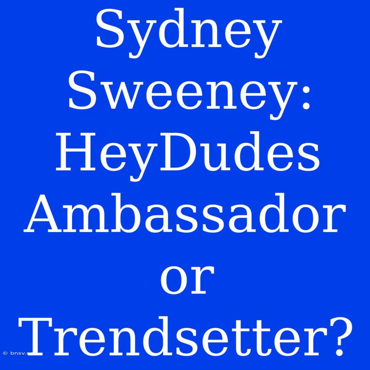 Sydney Sweeney: HeyDudes Ambassador Or Trendsetter?