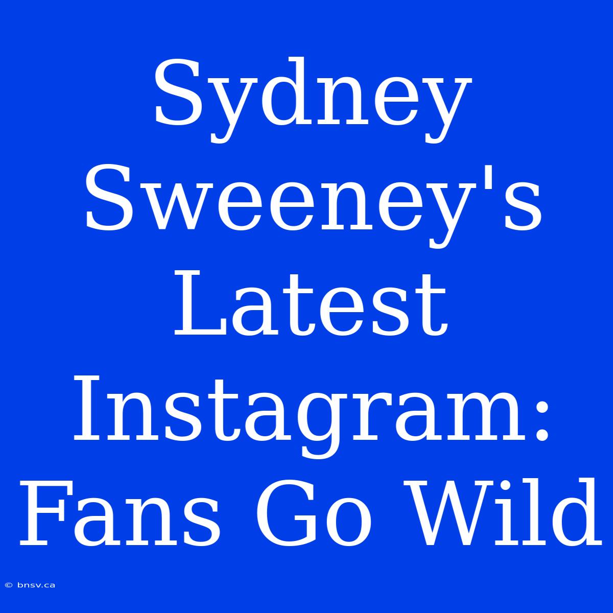 Sydney Sweeney's Latest Instagram: Fans Go Wild