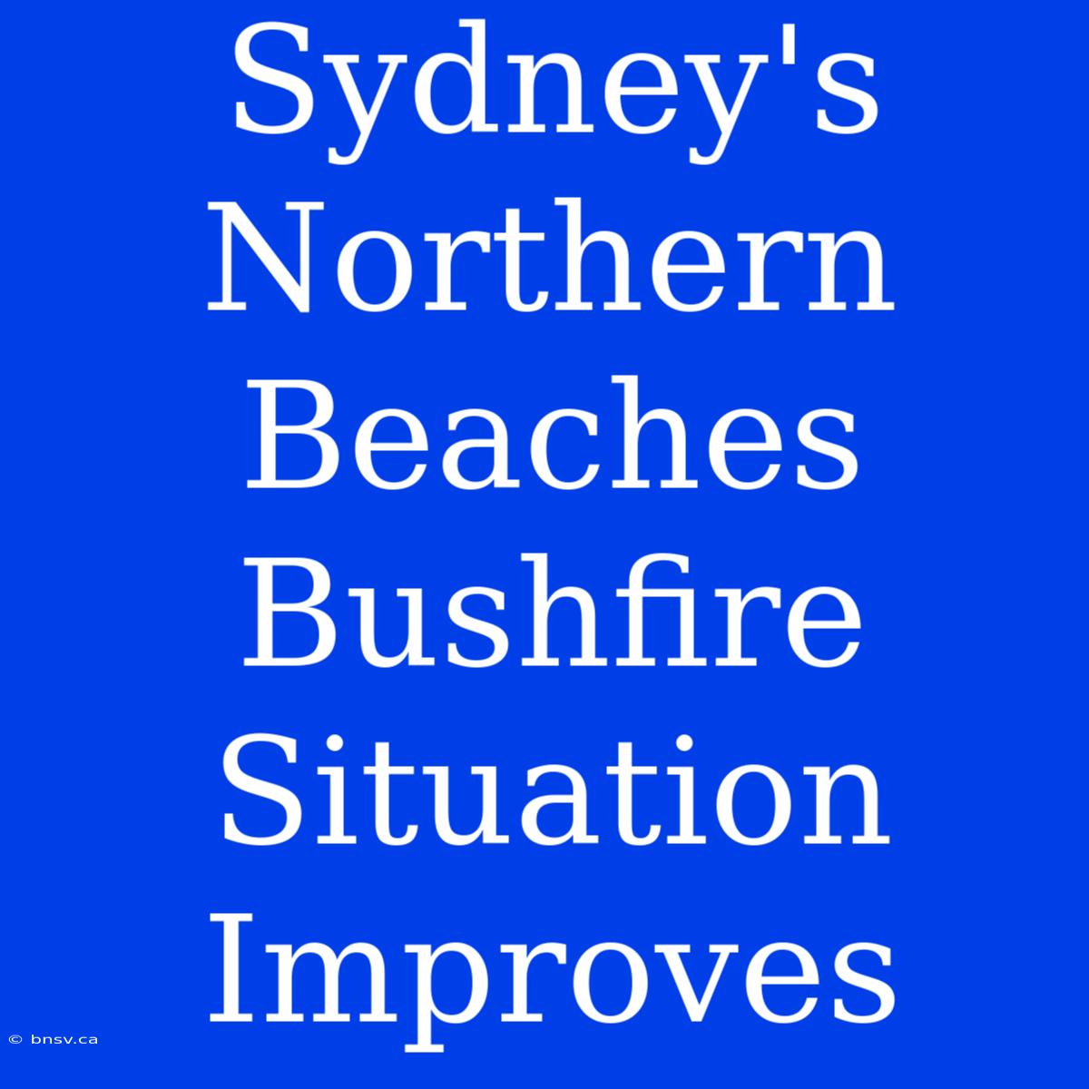 Sydney's Northern Beaches Bushfire Situation Improves