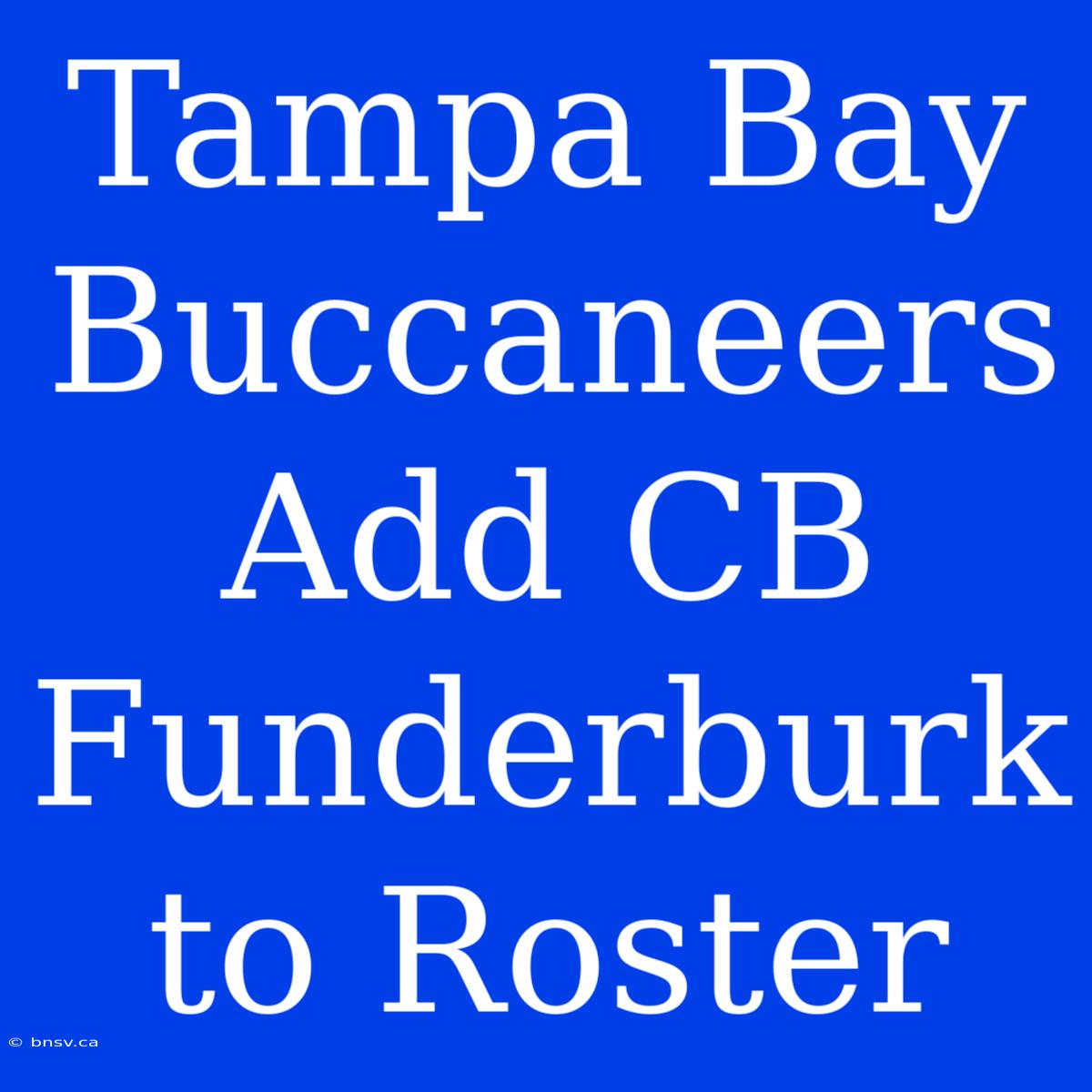 Tampa Bay Buccaneers Add CB Funderburk To Roster