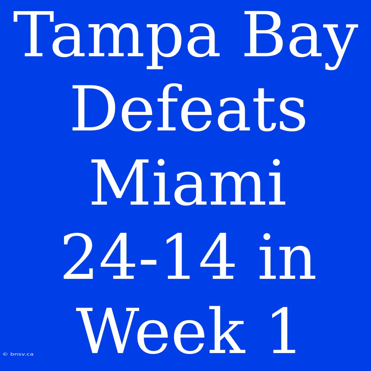 Tampa Bay Defeats Miami 24-14 In Week 1