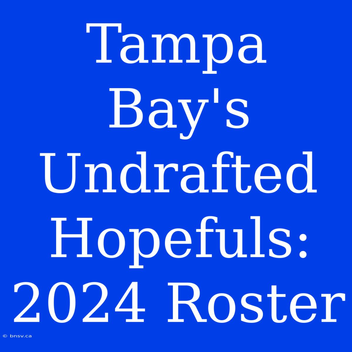 Tampa Bay's Undrafted Hopefuls: 2024 Roster