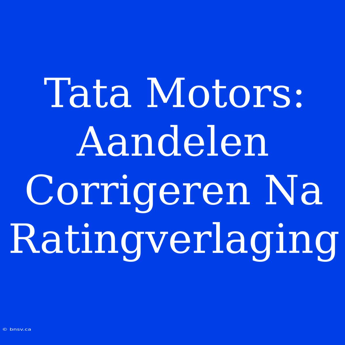 Tata Motors: Aandelen Corrigeren Na Ratingverlaging