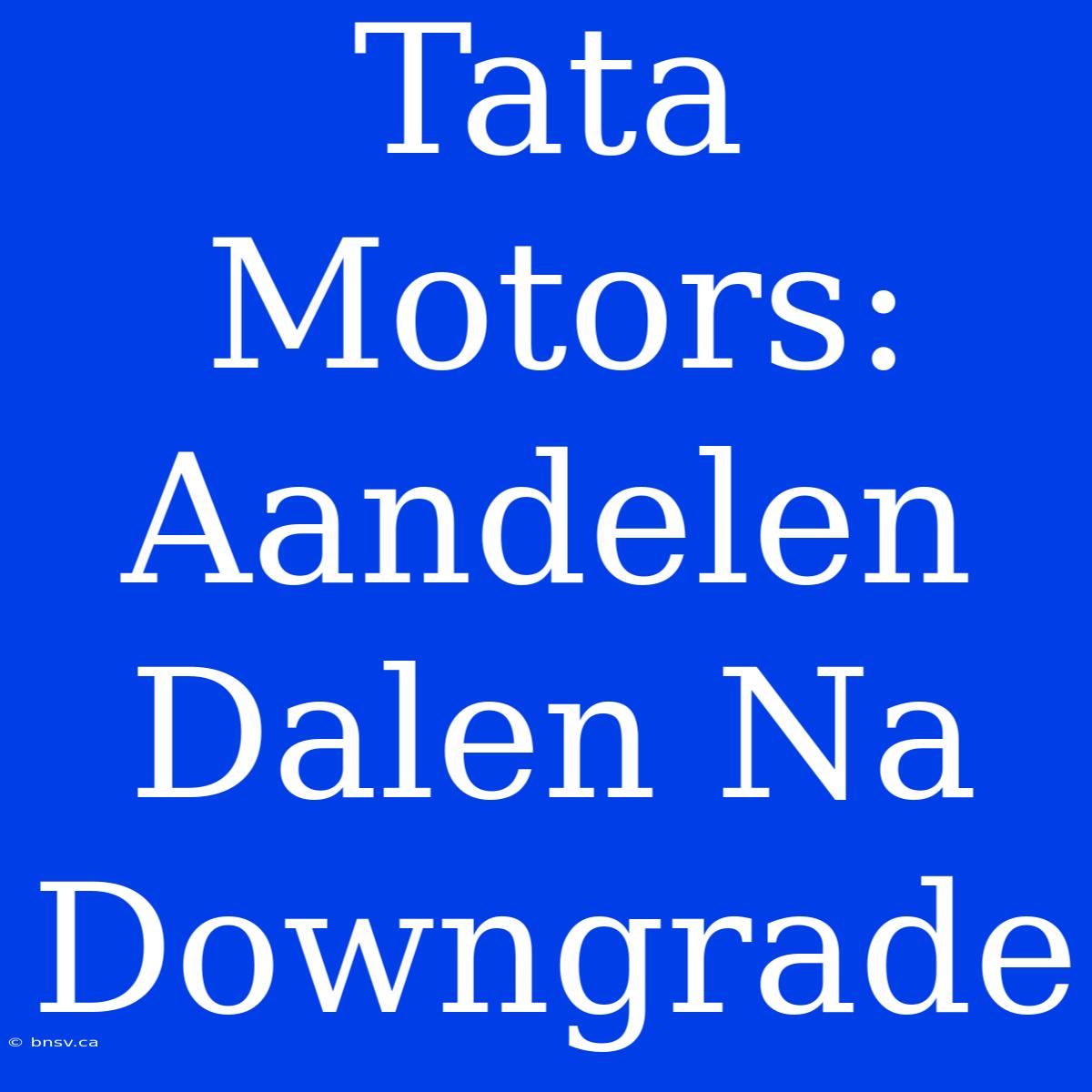 Tata Motors: Aandelen Dalen Na Downgrade