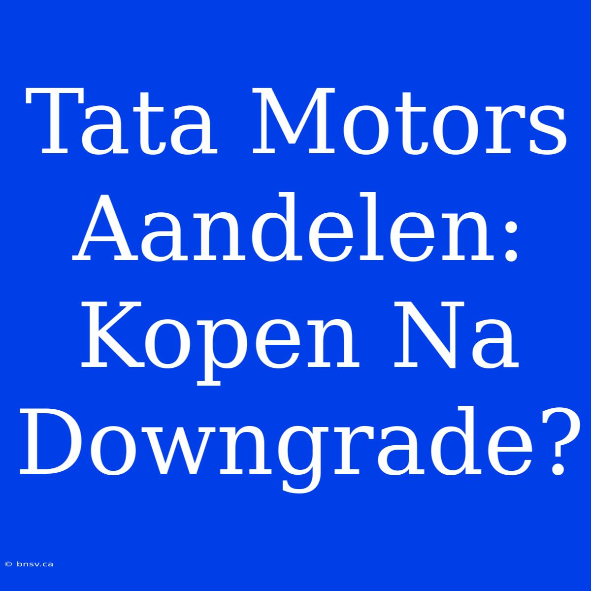 Tata Motors Aandelen: Kopen Na Downgrade?