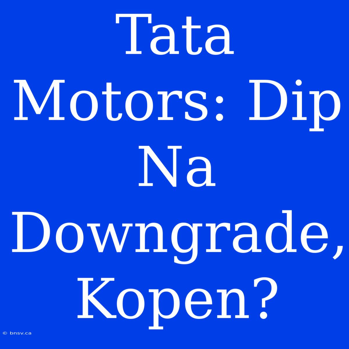 Tata Motors: Dip Na Downgrade, Kopen?