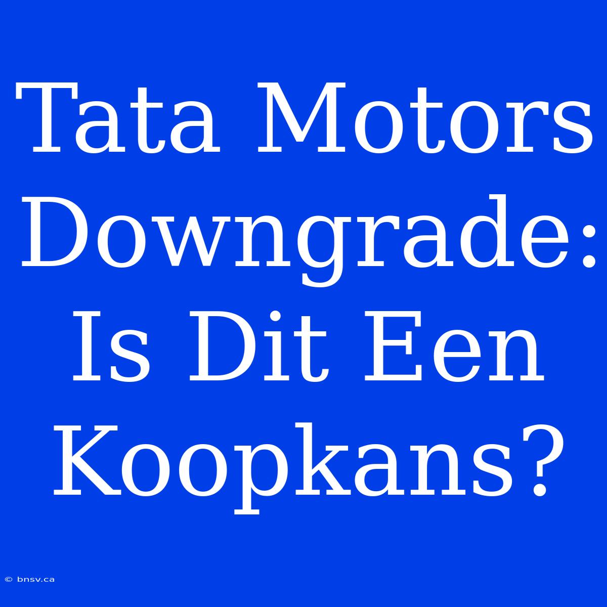 Tata Motors Downgrade: Is Dit Een Koopkans?