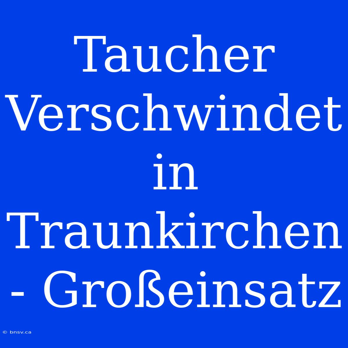 Taucher Verschwindet In Traunkirchen - Großeinsatz