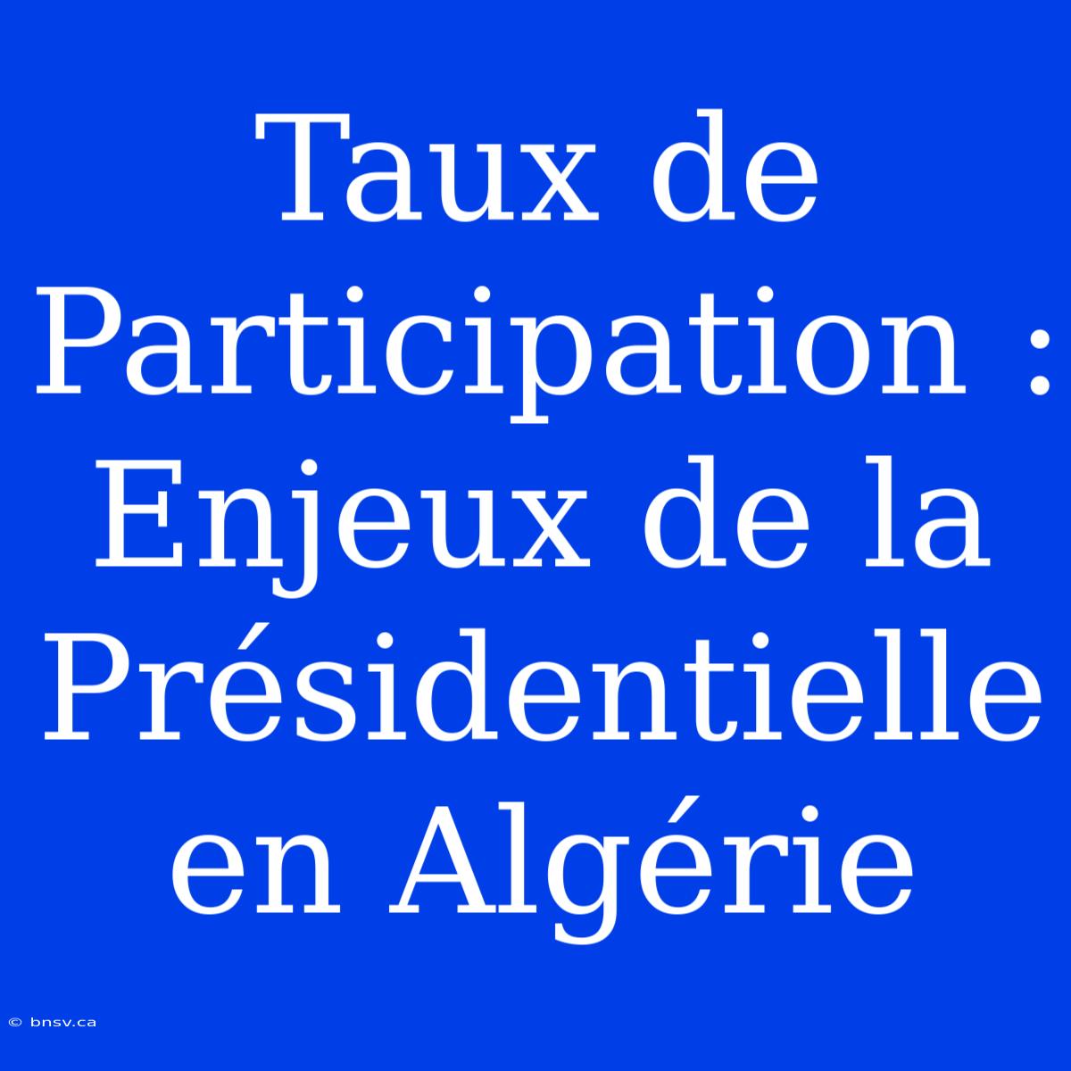 Taux De Participation : Enjeux De La Présidentielle En Algérie